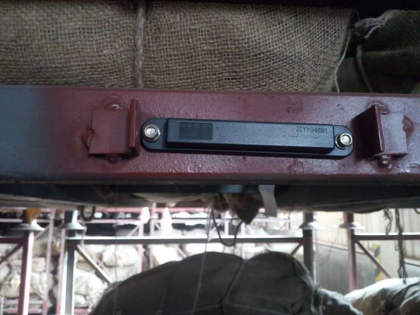 RFID tag mounted on industrial metal equipment